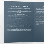 Programme Trois Volets Service funèbre/mémorial à l'écriture moderne bleu (Intérieur en premier)