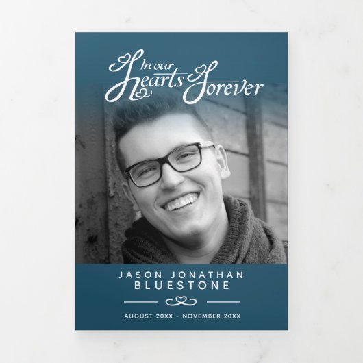 Programme Trois Volets Service funéraire dans nos coeurs bleu foncé (Page de couverture)