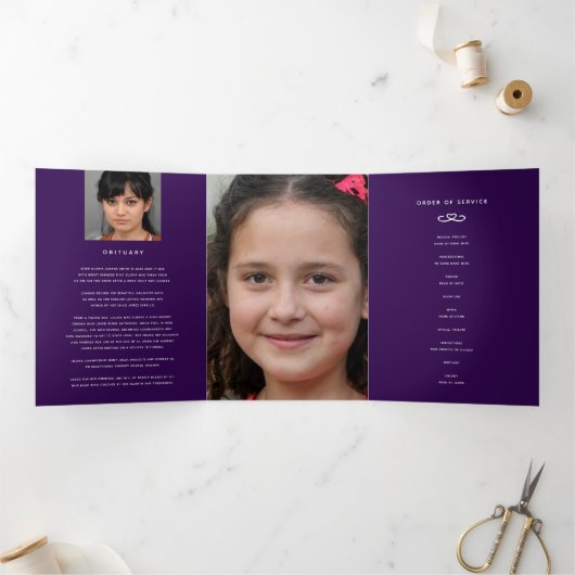 Programme Trois Volets Service funéraire dans nos coeurs violet foncé (Intérieur)