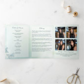 Programme Trois Volets Services funéraires aux papillons d'aquarelle vert (Intérieur)