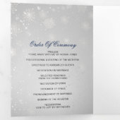 Programme Trois Volets Silver Navy Blue Snowflake Mariage hivernal (Intérieur en premier)