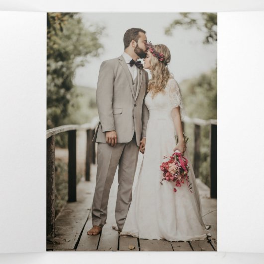 Programme Trois Volets Silver Navy Blue Snowflake Mariage hivernal (Intérieur au milieu)