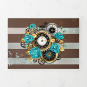 Programme Trois Volets Steampunk Clock and Turquoise Roses on Striped (Page de couverture)