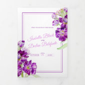 Programme Trois Volets Stock fleurs violet aquarelle art mariage (Page de couverture)