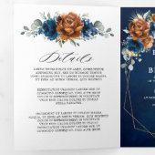 Programme Trois Volets Terracotta Marine Bleu Vert Mariage géométrique Tr (Intérieur en premier)