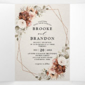 Programme Trois Volets Terracotta Pampas Grass Rustique Mariage géométriq (Intérieur au milieu)