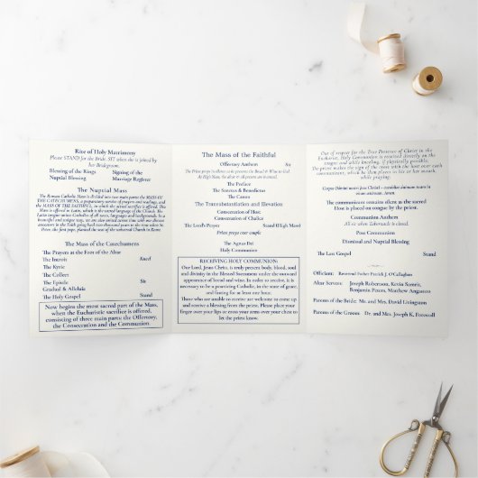 Programme Trois Volets The Two Hearts Catholic Wedding (Intérieur)