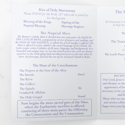 Programme Trois Volets The Two Hearts Catholic Wedding (Intérieur en premier)