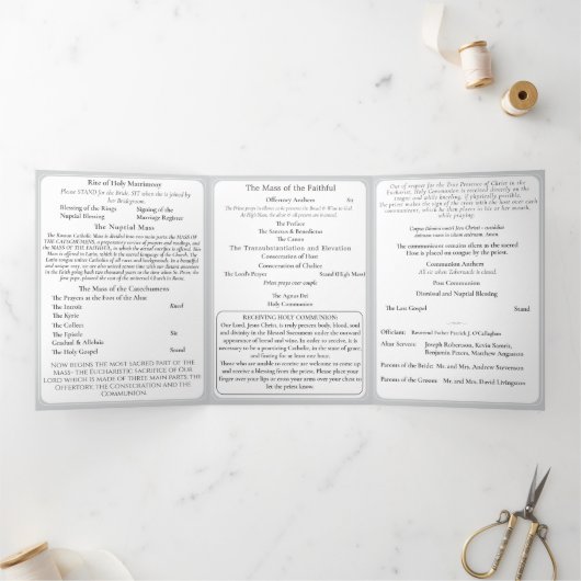 Programme Trois Volets Timeless Catholic Monogrammed Trifold Program (Intérieur)