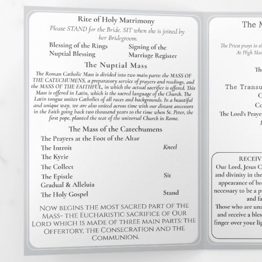 Programme Trois Volets Timeless Catholic Monogrammed Trifold Program (Intérieur en premier)