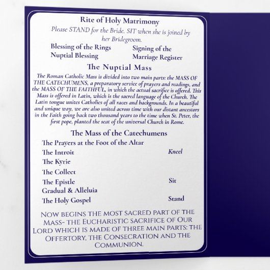 Programme Trois Volets Timeless Catholic Monogrammed Trifold Program (Intérieur en premier)