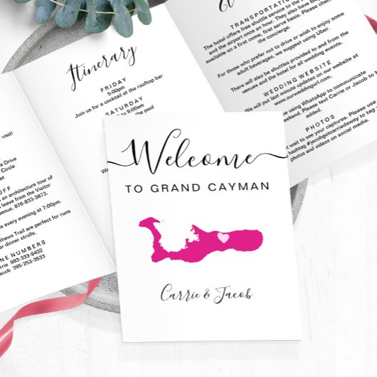 Programme Trois Volets Toute couleur Grand Cayman Mariage Bienvenue Itiné