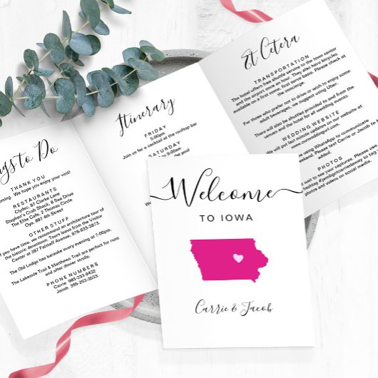 Programme Trois Volets Toute couleur Iowa Mariage Bienvenue Itinéraire & 