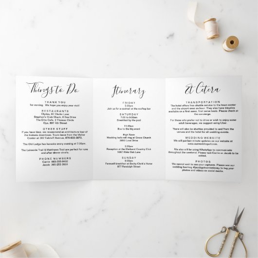 Programme Trois Volets Toute couleur Irlande Mariage Bienvenue Itinéraire (Intérieur)