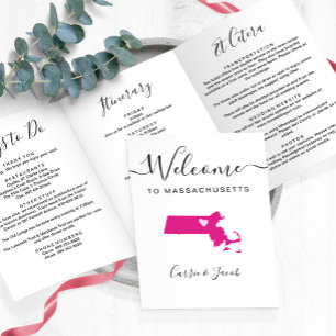 Programme Trois Volets Toute couleur Massachusetts Mariage Bienvenue Itin