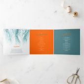 Programme Trois Volets Turquoise orange palmiers tropicaux mariage carré (Intérieur)