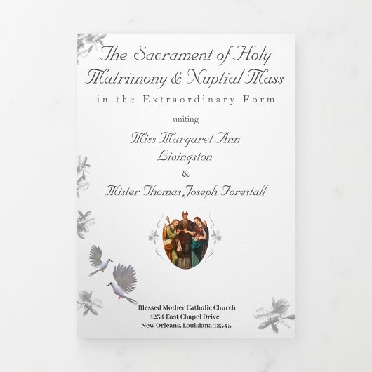 Programme Trois Volets Unité nuptiale Latin MasTripli Lettre Plier Progra