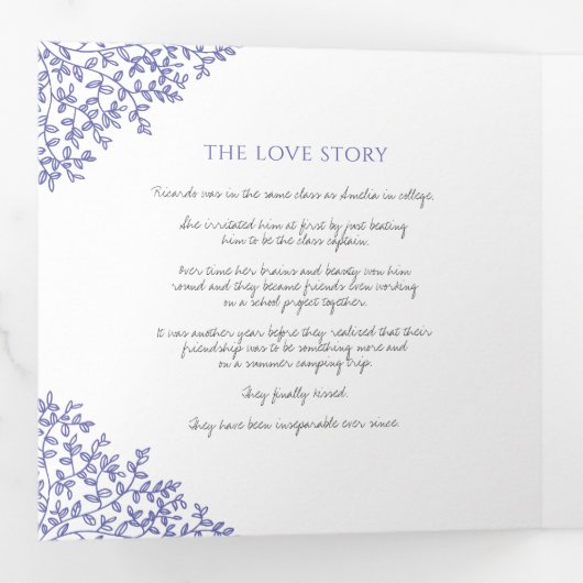 Programme Trois Volets Ver peri monogram Art histoire dévouement mariage (Intérieur en premier)