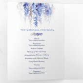 Programme Trois Volets Vins hiver bleu gris aquarelle mariage (Intérieur en premier)