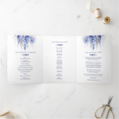 Programme Trois Volets Vins hiver bleu gris aquarelle mariage (Intérieur)