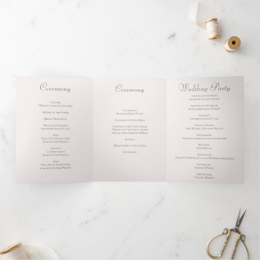 Programme Trois Volets White Rose Classic Wedding Programs (Intérieur)