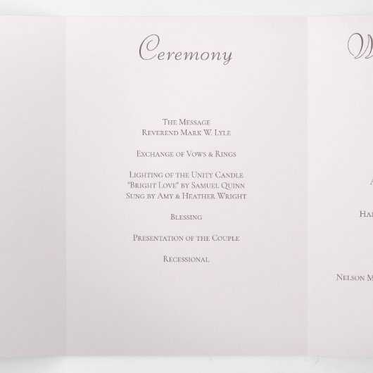 Programme Trois Volets White Rose Classic Wedding Programs (Intérieur au milieu)
