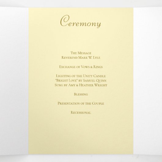 Programme Trois Volets Yellow Rose Wedding Programs (Intérieur au milieu)