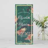 Programme Tropical Floral & Gold Foil Frame Wedding Programm (Debout devant)