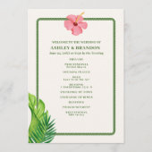 Programme Tropical Green and Pink Flower Coastal Wedding (Devant)