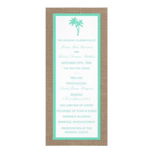 Programme Tropical Palm Tree Beach Wedding (Devant)