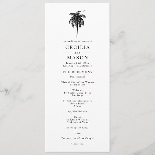 Programme Tropical Palm Tree Wedding (Devant)