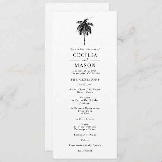 Programme Tropical Palm Tree Wedding (Devant / Derrière)