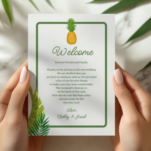 Programme Tropical Retro Wedding Letter and Itinerary