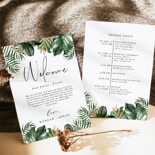 Programme Tropical Summer Wedding Welcome Carte sa