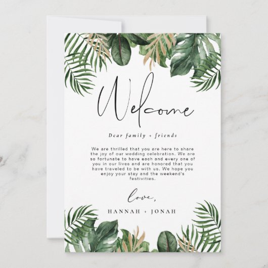 Programme Tropical Summer Wedding Welcome Carte sa (Devant)
