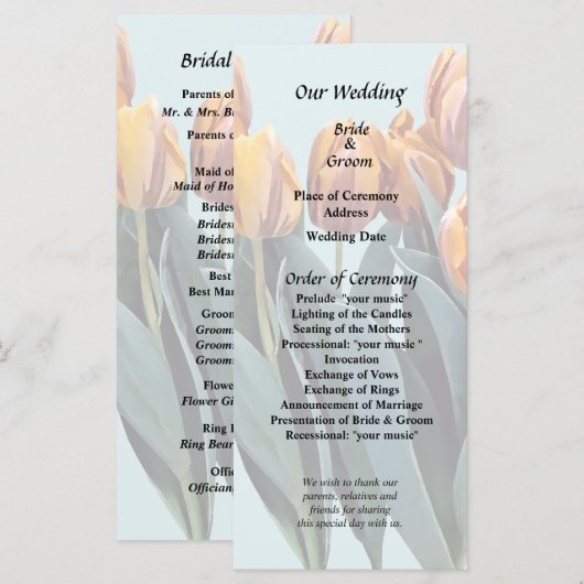 Programme Tulipes orange (Devant / Derrière)