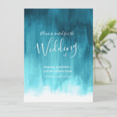 Programme Turquoise aqua Art abstrait peint mariage (Debout devant)