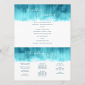 Programme Turquoise aqua Art abstrait peint mariage (Dos)