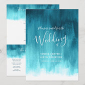 Programme Turquoise aqua Art abstrait peint mariage (Devant / Derrière)