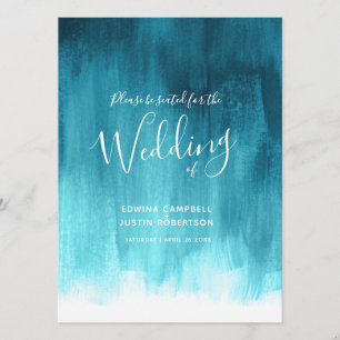 Programme Turquoise aqua Art abstrait peint mariage