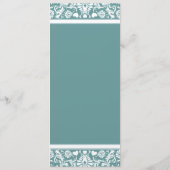 Programme Turquoise Aqua Blue Damask Swirls Wedding Programm (Dos)