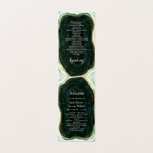 Programme turquoise de cérémonie des Mariages d'âg (Outside Unfolded)