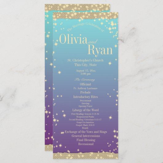 Programme Turquoise et violet rustique Ombre" Mariage (Devant / Derrière)