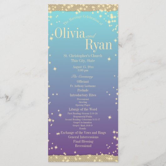 Programme Turquoise et violet rustique Ombre" Mariage (Devant)