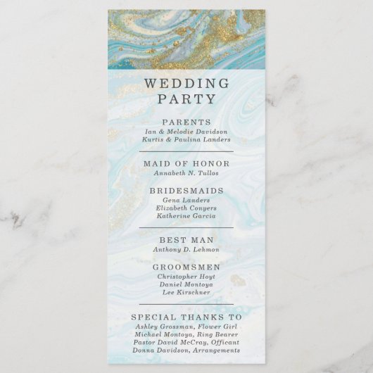 Programme Turquoise & Gold Marble Swirl Agate Mariage de géo (Dos)