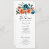 Programme Turquoise rouille Orange Floral Russe Aquarelle Ma (Devant / Derrière)