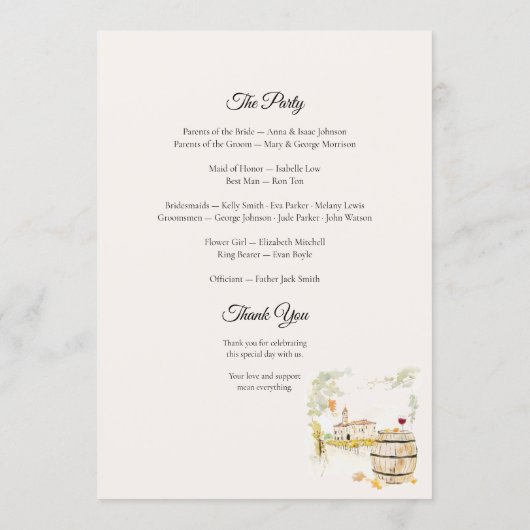 Programme Tuscan Villa Wedding Program Elegant Italy (Dos)