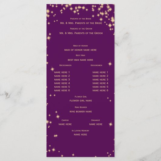 Programme Twinkle Stars Purple et Gold Sparkle (Dos)