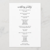 Programme Typographie de script simple | Cérémonie Mariage (Dos)
