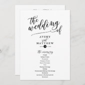 Programme Typographie de script simple | Cérémonie Mariage (Devant / Derrière)